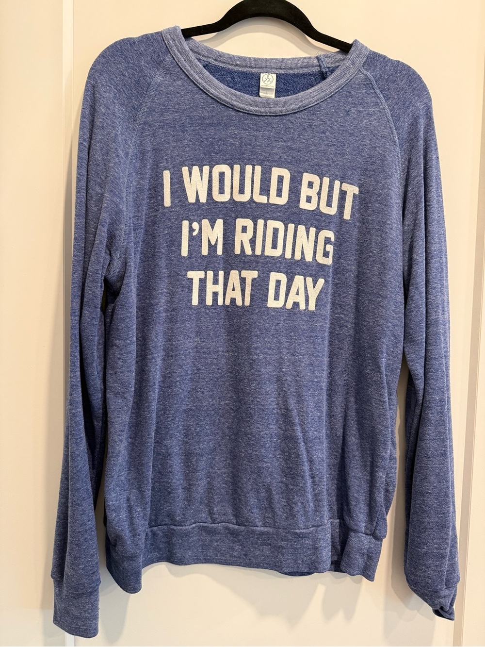 Alternative Blue Graphic Crewneck Sweatshirt with White Text - Size L - Picture 2 of 9